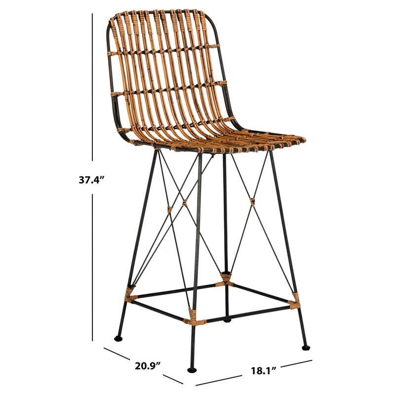 SAFAVIEH Shinako 37.5-inch Wicker Croco Brown Counter Stool (Set of 2) - 18.1" x 20.9" x 37.4" - 18Wx21Dx37H