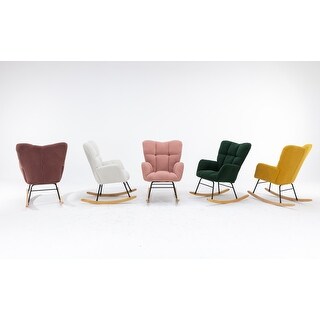Mid Century Modern Teddy Fabric Rocking Chair for Living Room Bedroom ...