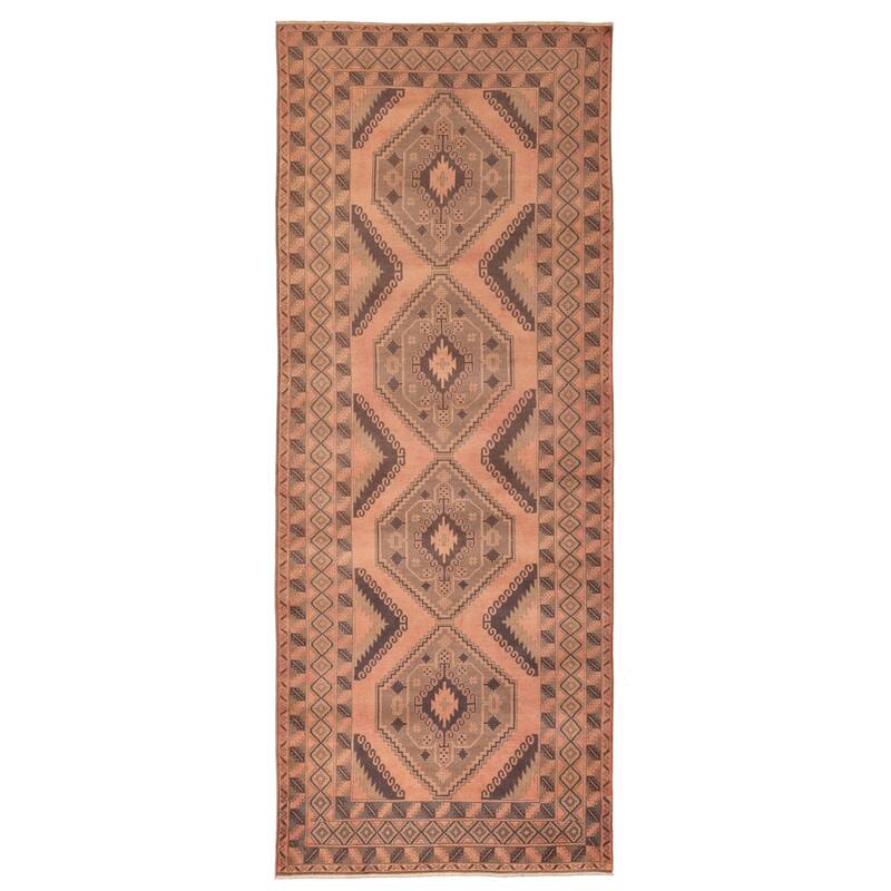 ECARPETGALLERY Hand-knotted Melis Vintage Dark Copper Wool Rug - 5'0 x 12'6