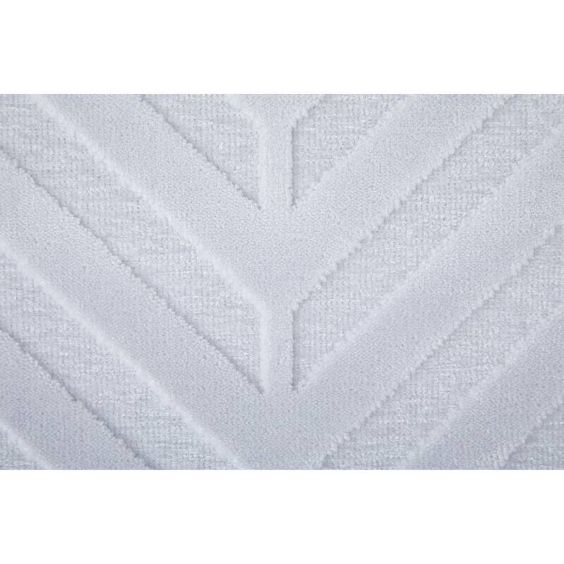 Qazi Lustrous Textured Chevron Rug, White/White, Area Rug