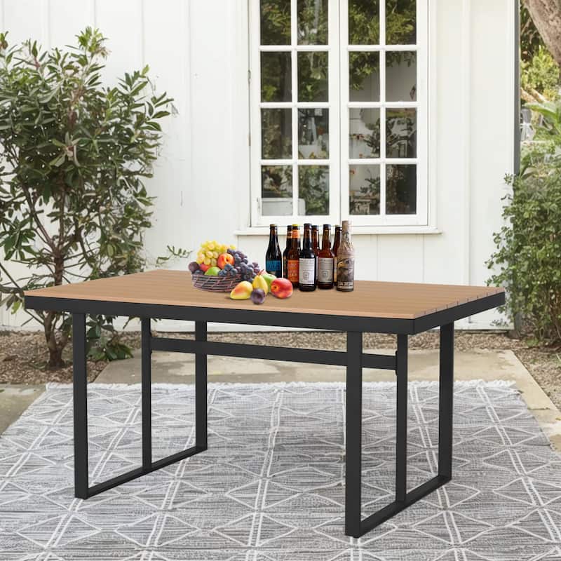 7 piece Outdoor Dining Set, Glass Table with Woven Chairs for Patio, Balcony & Garden - 26.77"L x 20.87"W x 31.1"H