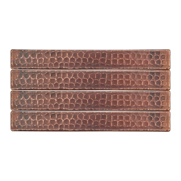 slide 2 of 6, 1" x 8" Hammered Copper Tile - Quantity 4 (T18DBH_PKG4)