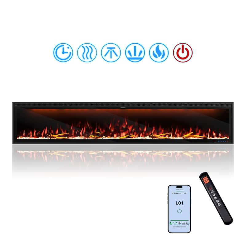 Clihome 42-88" Recessed Wall-Mounted Smart Control Electric Fireplace