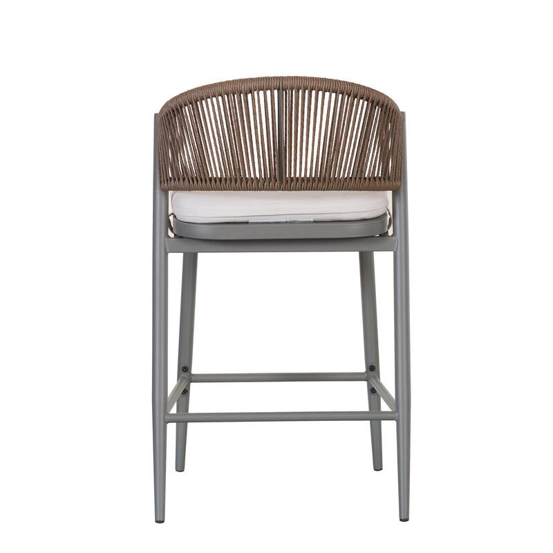Christopher Knight Home - Beverly Durable Outdoor Counter Stools with Scallop Backrest, Set of 2