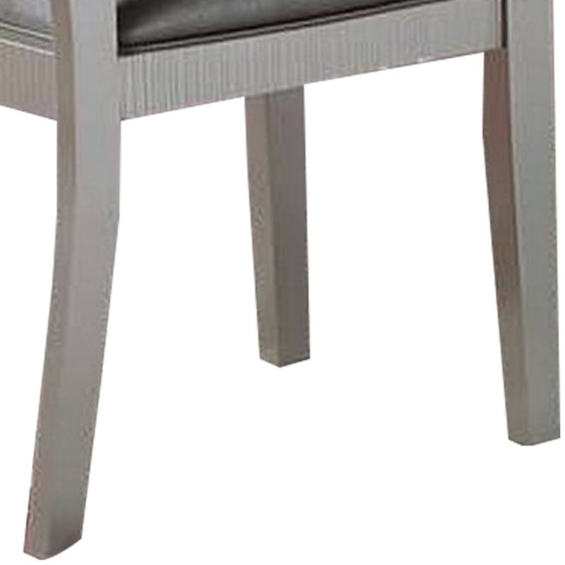 Metallic Silver/Gray Faux Leather Upholstered Wood Frame Dining Chair, Set of 2, Sturdy Dining Chair for Dining Rooms - 15.5