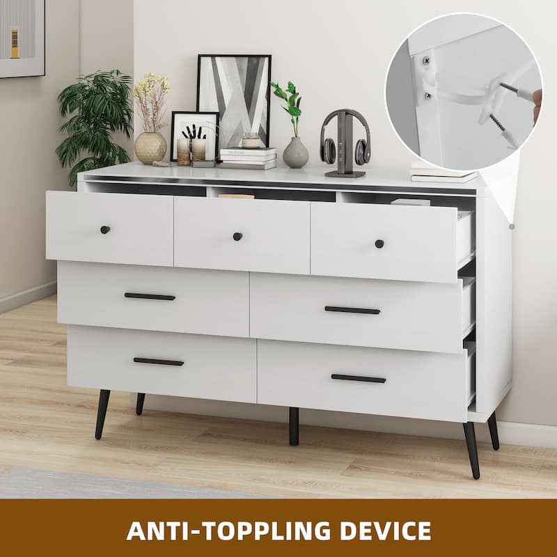 Moasis Modern 6 Drawers/7 Drawer Chest of Drawer Double Dresser
