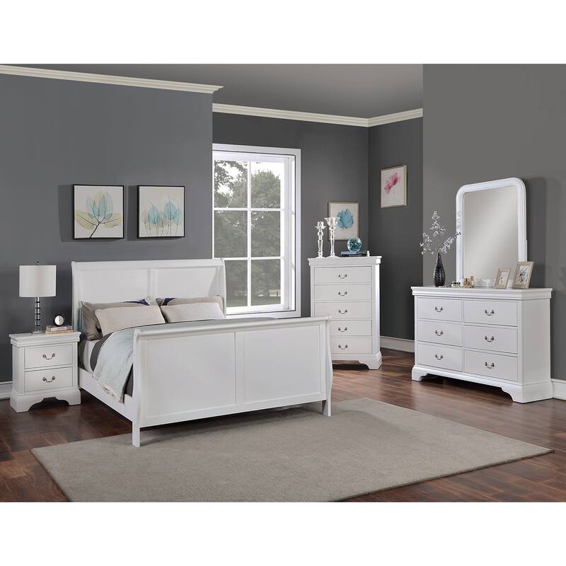Sleigh Panel Bed in White