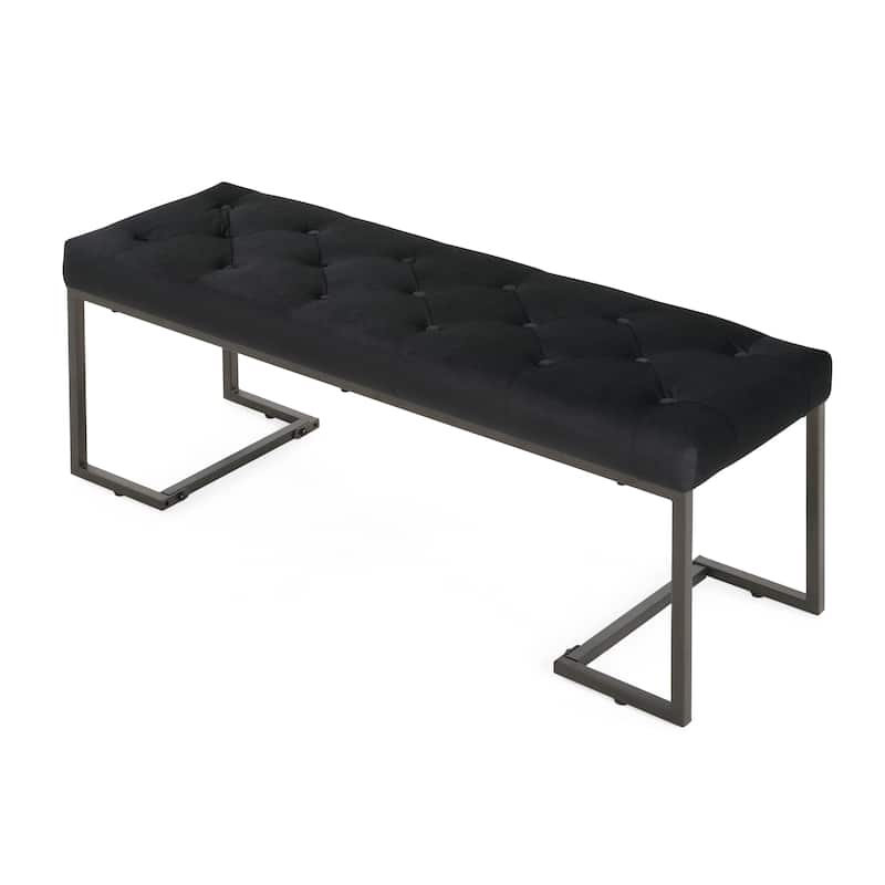 Roomfitters Upholstered Button Tufted Bench with Metal Frame, Entryway or Bedroom Accent Seat