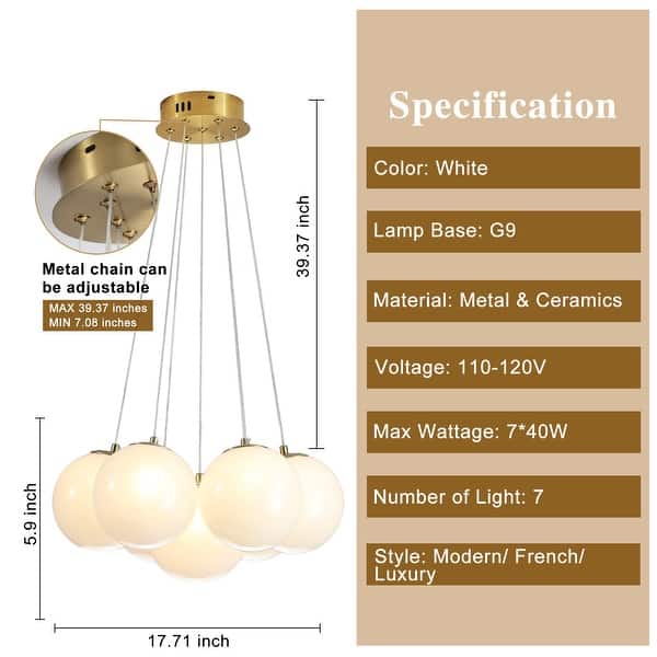 Ipetboom G9 Metal Screw Thread Milky White Globe Lampshade – 150mm Diameter Pendant Light Replacement – Shatterproof Acrylic