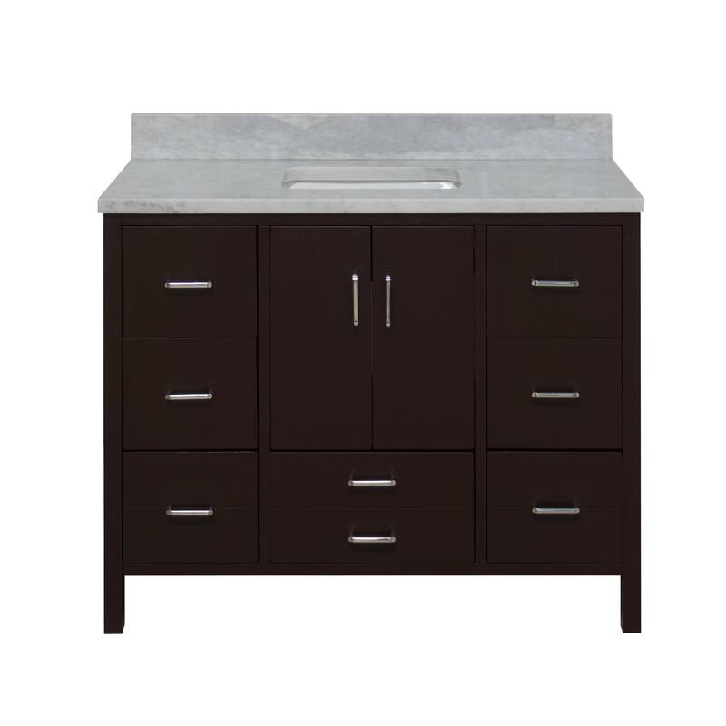 KitchenBathCollection California 48" Bathroom Vanity with Carrara Marble Top