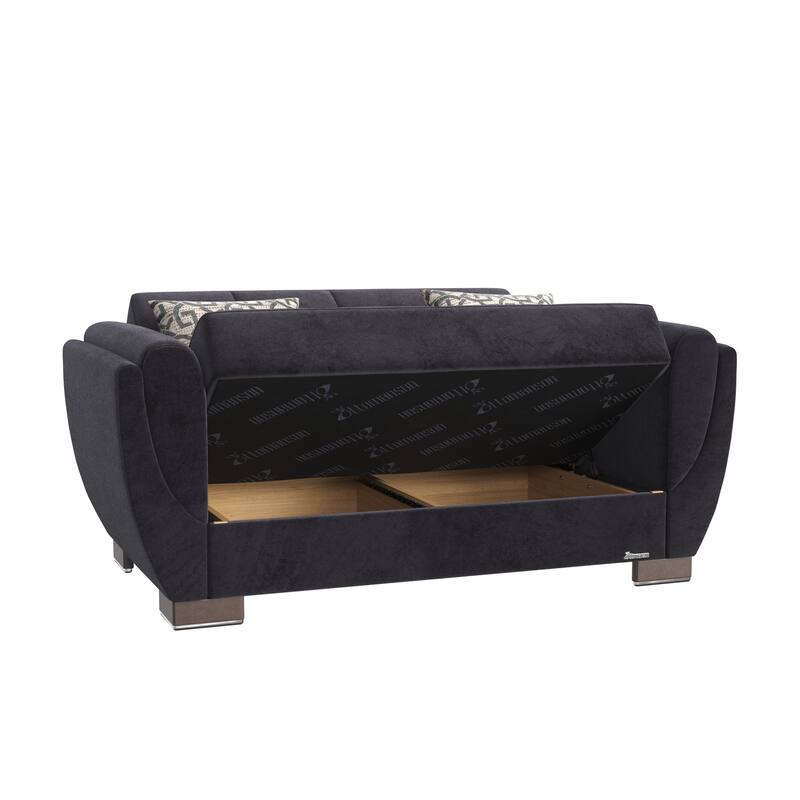 Collection Upholstered Convertible Loveseat With Storage - Black