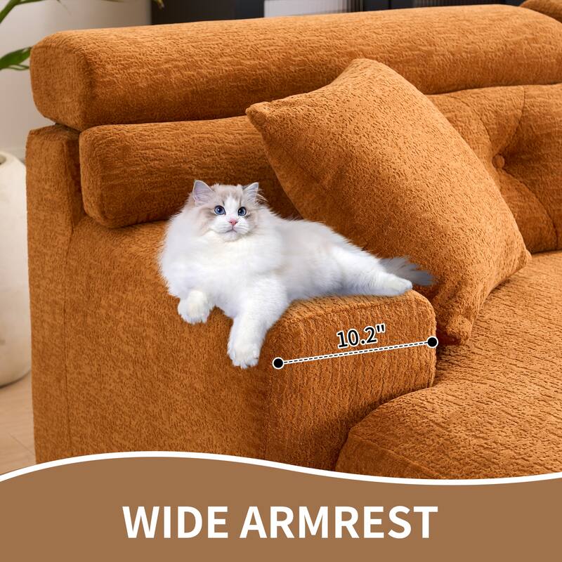 Full Compression Chenille Convertible L-Shape Chesterfield-Inspired Design Sofa Chaise
