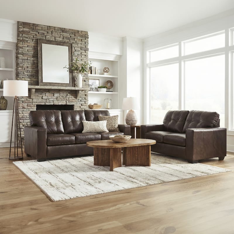 Roundhill Furniture Holmes Leather 2-Piece Living Room Set