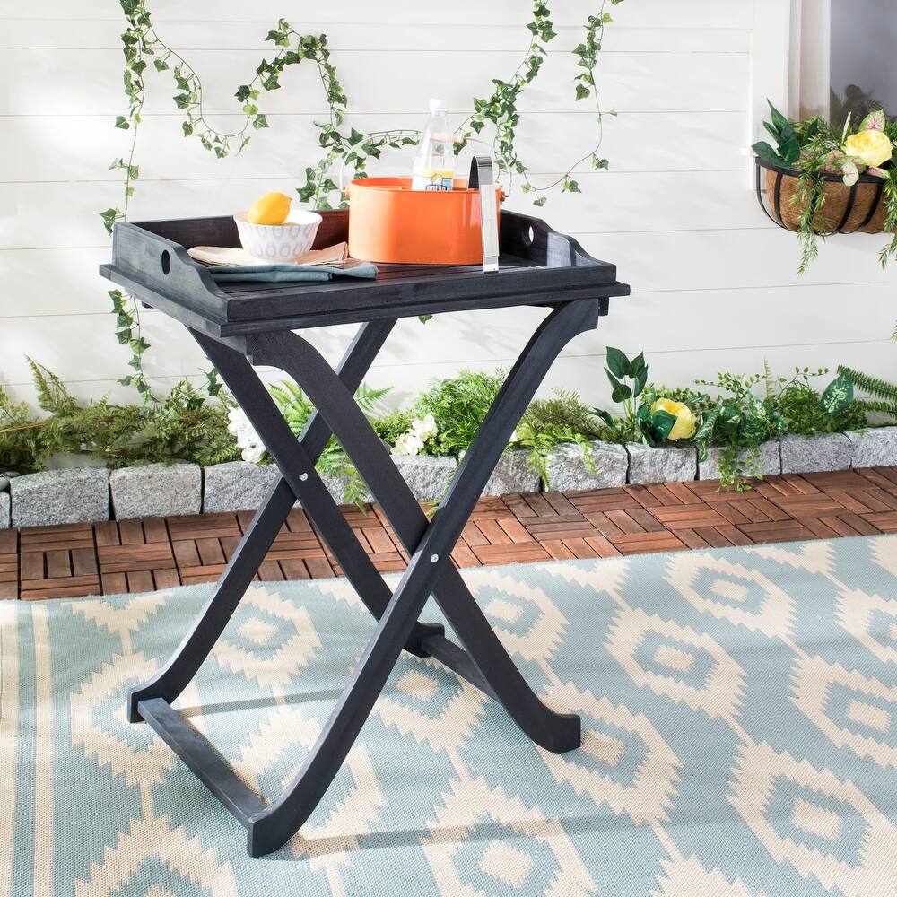 SAFAVIEH Outdoor Anastasiia Acacia Wood Folding Tray Table - 19Wx27Dx32H