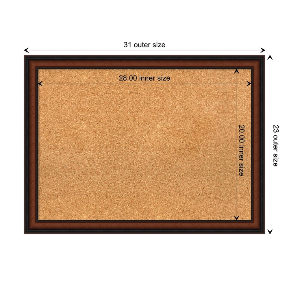 Cyprus Walnut Narrow Wood Framed Natural Corkboard Bulletin Board