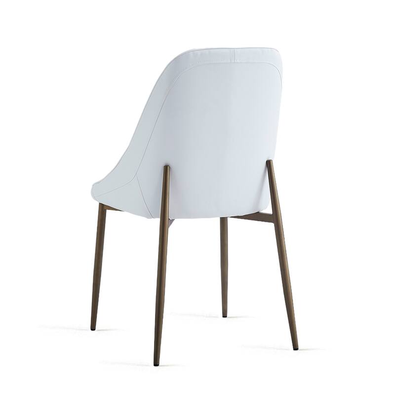 Modern Faux Leather and Metal Side Chair, Set of 2 - N/A