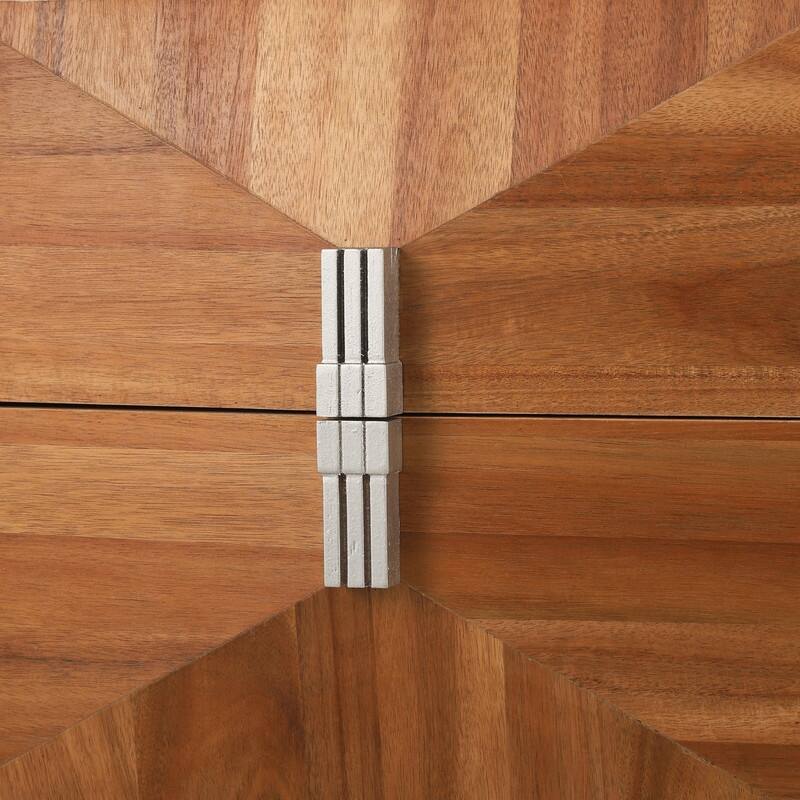 Mid-Century Modern Nightstand with 2 Drawers - Wide Wood End Table with Diamond Design and Heavy-Duty Base