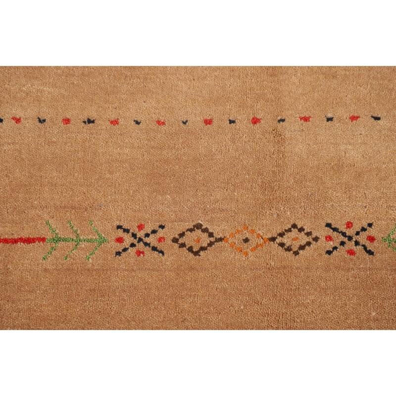 Striped Gabbeh Indian Foyer Rug Handmade Wool Carpet - 3'11"x 5'7"