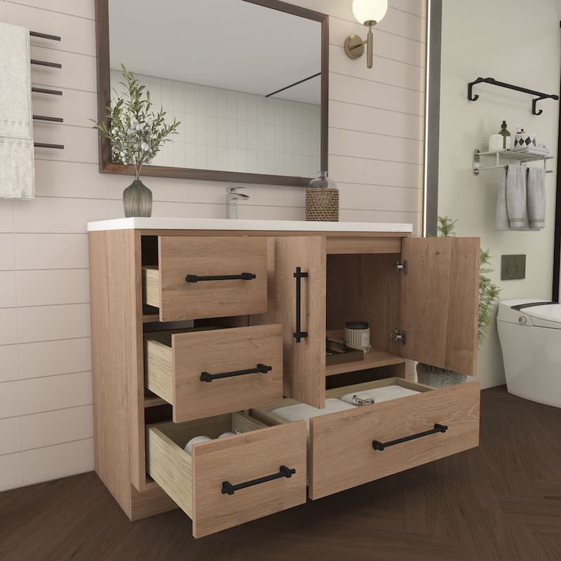 Victoria 42'' Left Drawer Freestanding Vanity with Reinforced Acrylic Sink - 41.5
