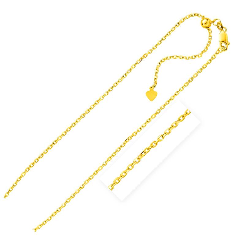 Sterling Silver Yellow Finish 1.5mm Adjustable Cable Chain 22" Inches