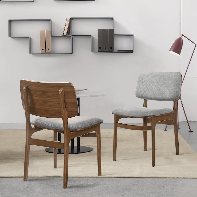 Lima Mid-Century Modern Wood Upholstered Dining Chairs - Set of 2
