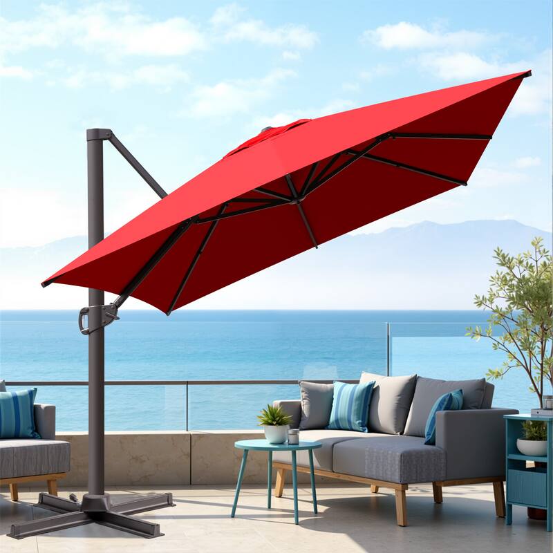 VredHom 10x13FT Patio Cantilever Umbrella Outdoor Offset Umbrella 360-Degree Rotation