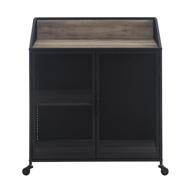 Walker Edison Pierpont Industrial Mesh Bar Cabinet