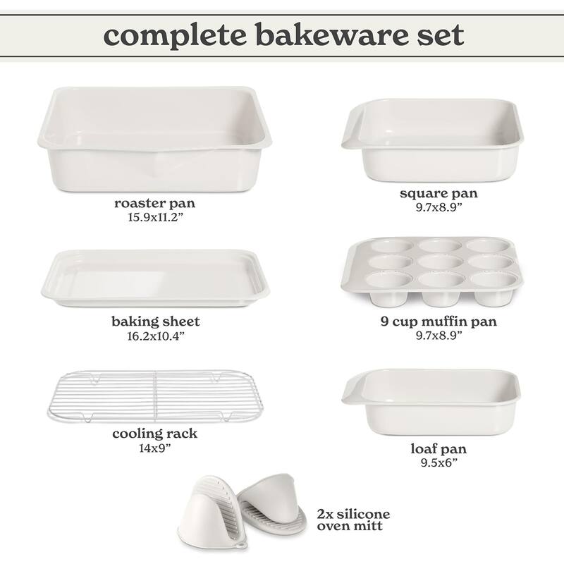Country Kitchen 8-Piece Bakeware Set, Nonstick Baking Pans & Nesting Baking Sheets, Durable Steel, Grey