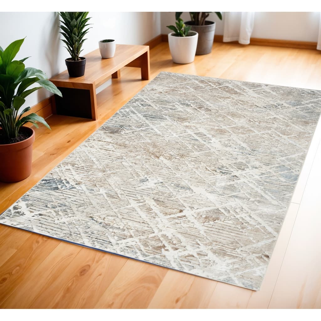 Fuvi Power Loomed Abstract Modern Non Skid Stain Resistant Area Rug By HomeRoots - 71' X '47' X '0.39