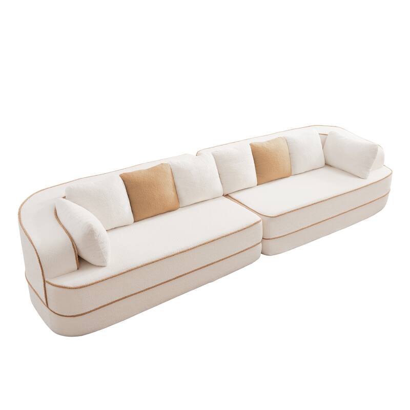 GDF Studio - Aubrey 135" Oversized Teddy Upholstered 4-Seat Boneless Sofa with Symmetrical Aesthetics (No Assembly Required)