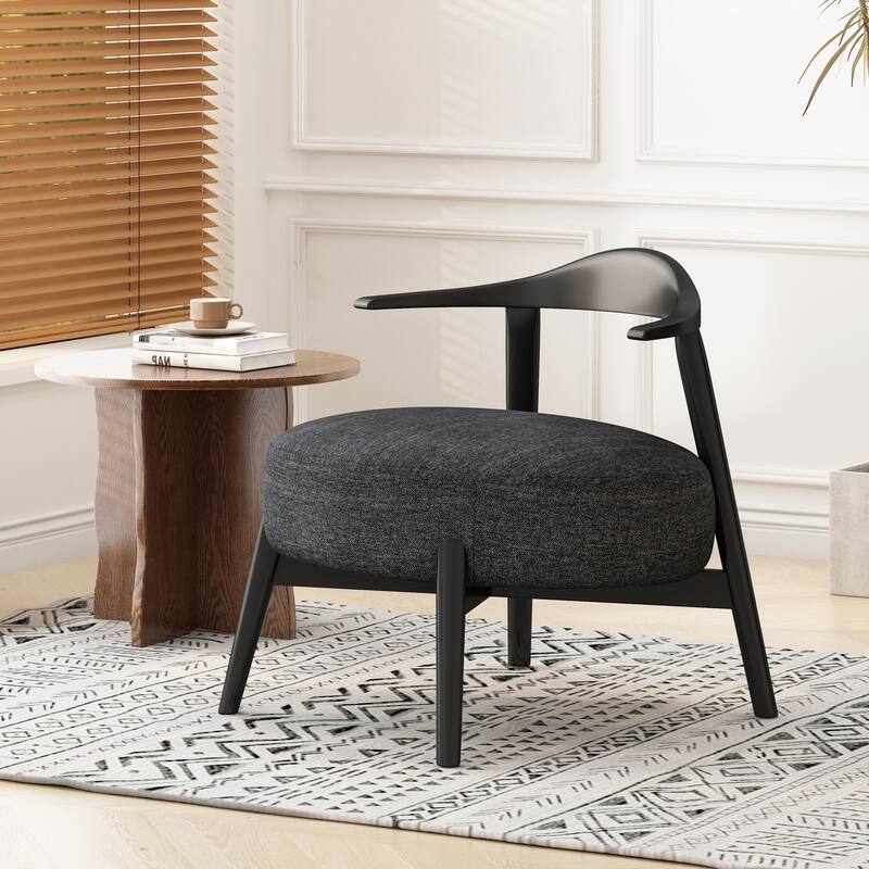 Modern Accent Chair - Natural Birch, All-Day Comfort - Black
