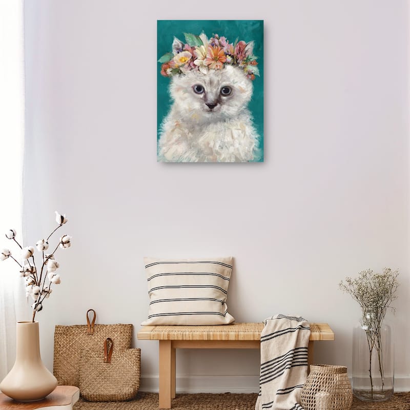Flower Power Kitty I By Studio Arts Canvas Art Print