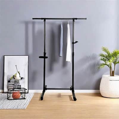 Short Clothing Racks for Hanging Clothes w/ Bottom Shelves and Wheels
