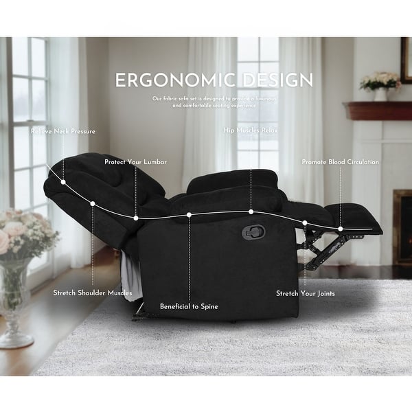 Modern Manual Reclining Sofa Set, Recliner, Loveseat and 3 Seat Sofa&Couch,2 Cup Holders and Storage, Living Room
