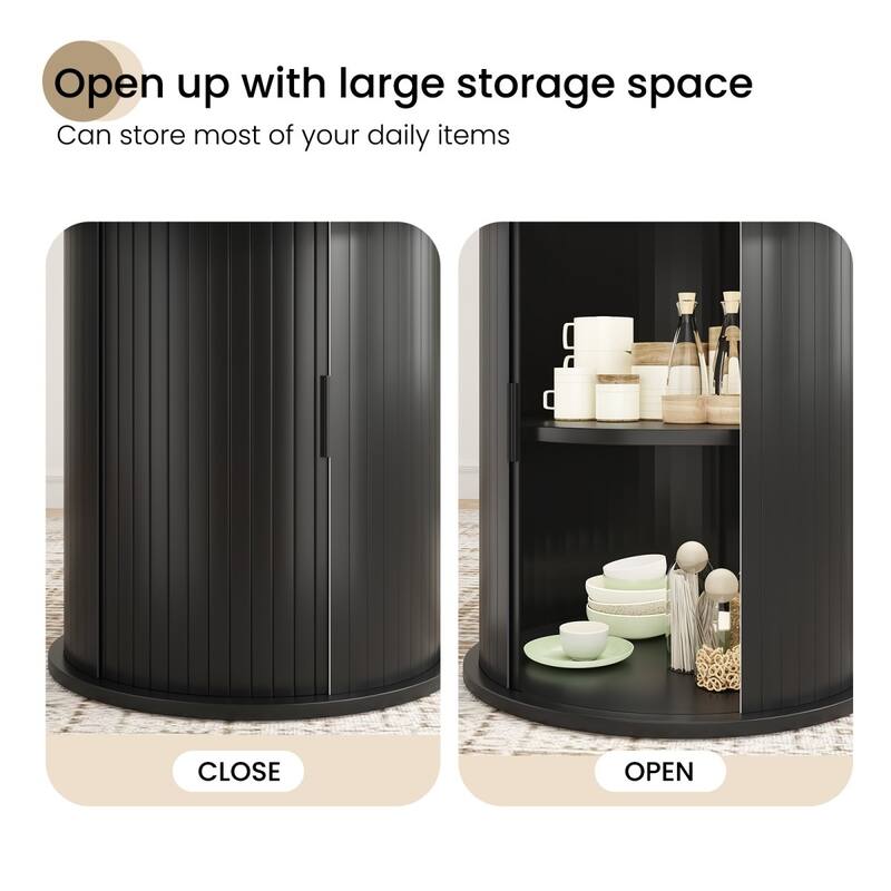 43" Modern Round Dining Table with Sturdy Metal Base and Storage