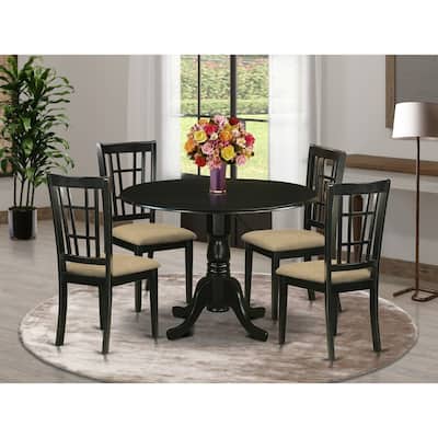 Kitchen Table Set with 4 Chairs - Hollywood Regency Dining Set - Asian Hardwood Table & Chairs