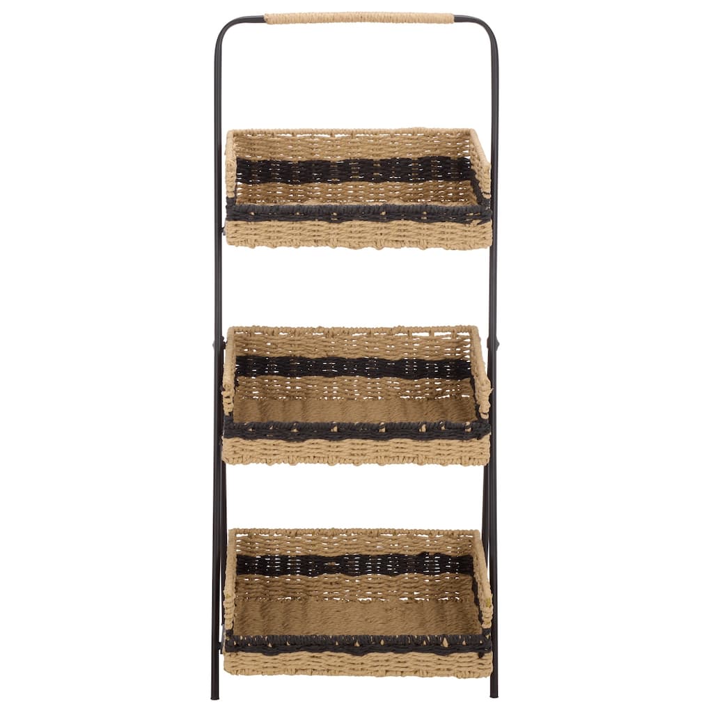 SEI Furniture Ingrid Iron And Paper Rope Shelf - 16"W x 18"D x 36"H