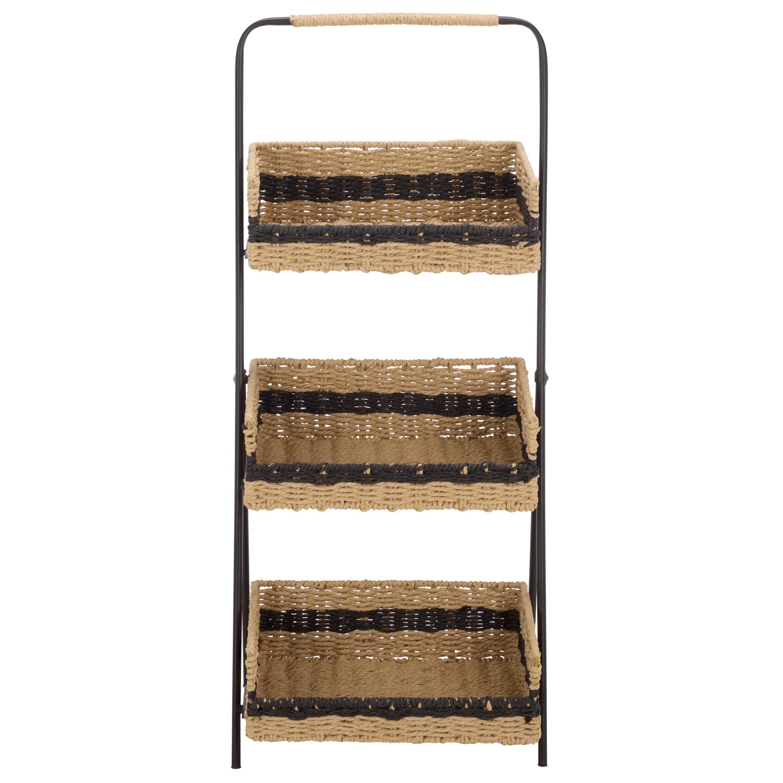 SEI Furniture Ingrid Iron And Paper Rope Shelf - 16"W x 18"D x 36"H