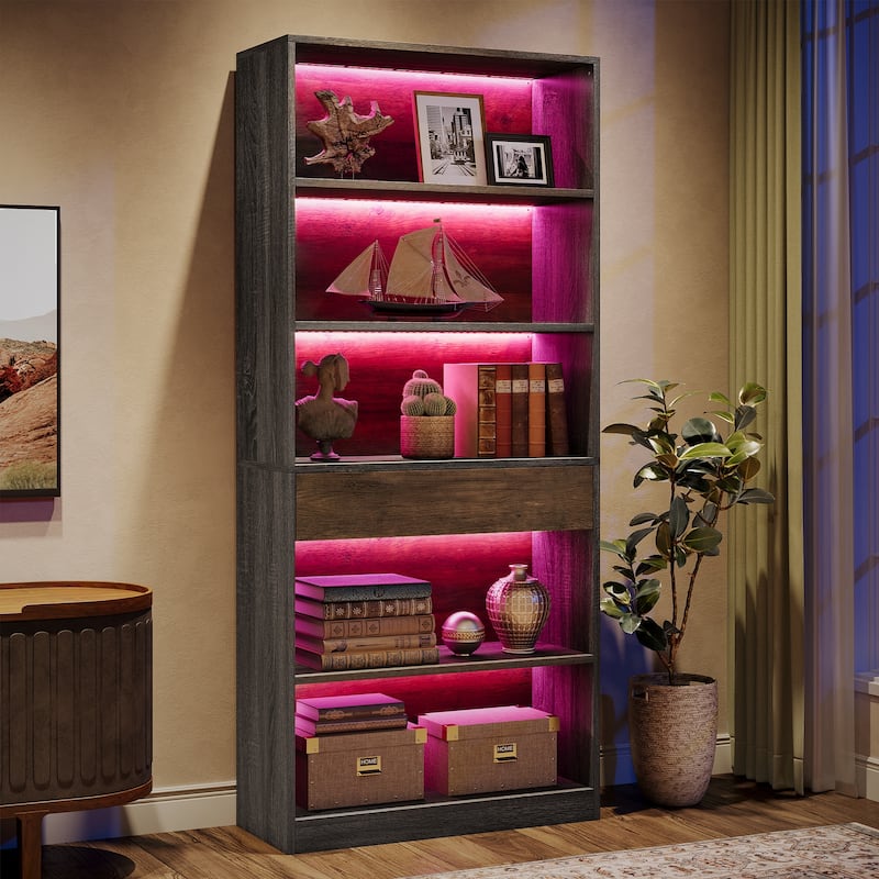 5-Tier Bookcase with LED Lights
