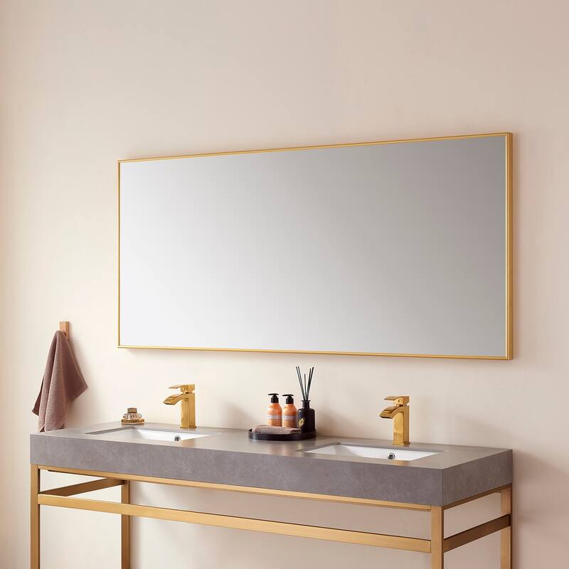 Viella 72" Bathroom Vanity Aluminum Framed Wall Mirror in Gold