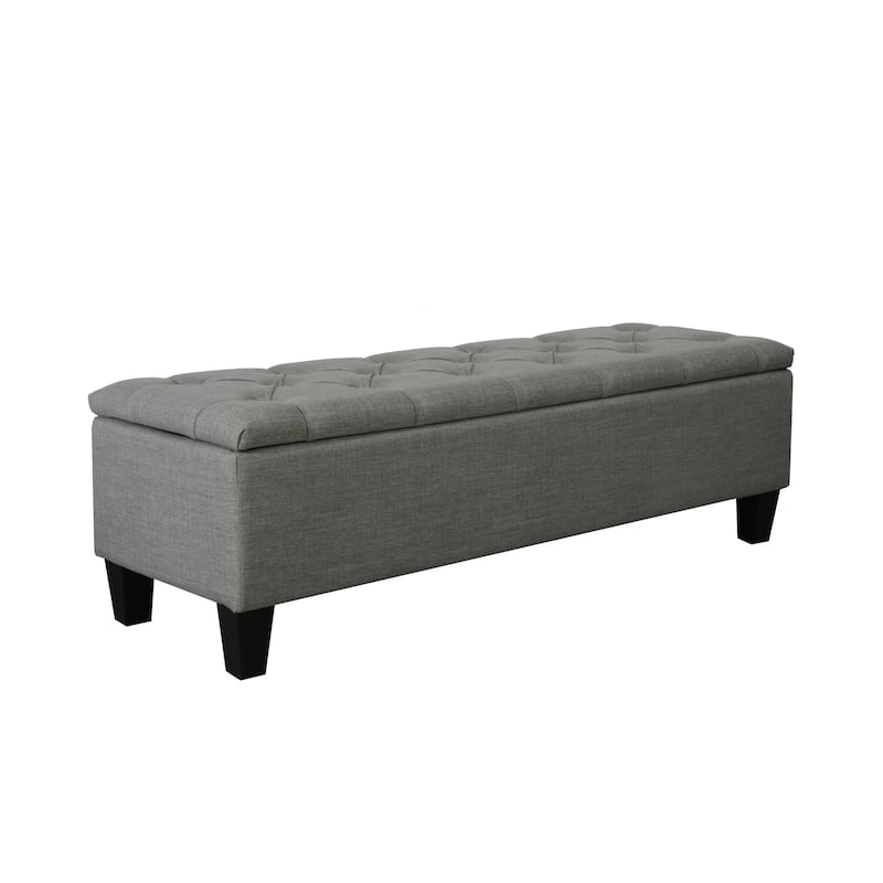 Porthos Home Vero Fabric Flip Top Button Tufted Storage Bench - Dark Grey