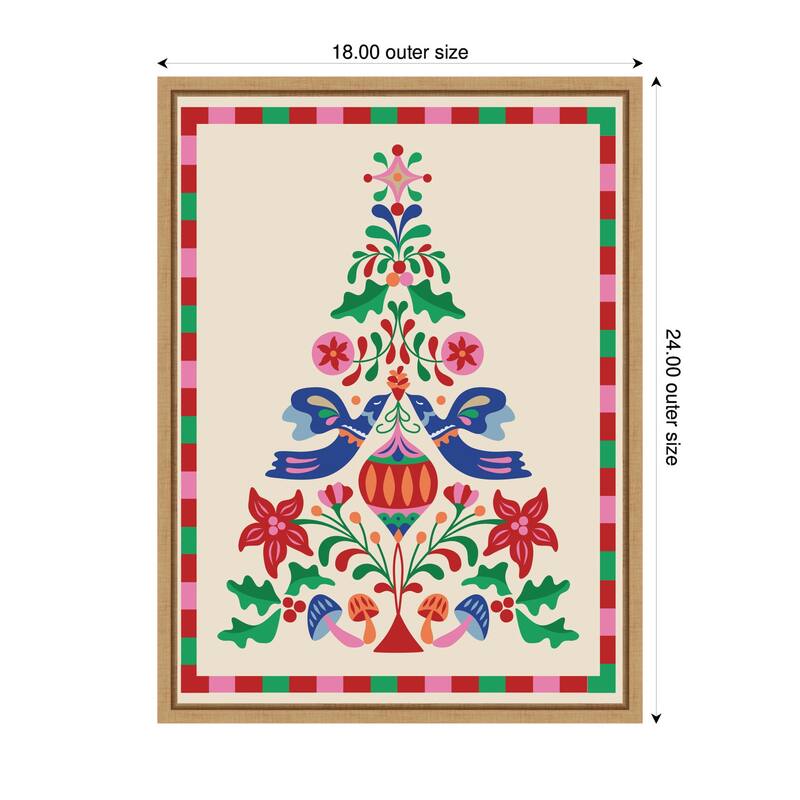 Kate and Laurel Sylvie Framed Canvas Folk Art Christmas Tree by Rachel Lee