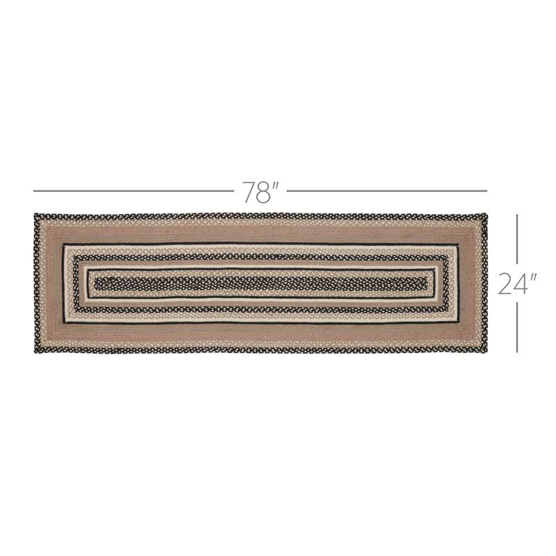 Sawyer Mill Charcoal Creme Jute Rug/Runner Rect w/ Pad 24x78 - 3'6"