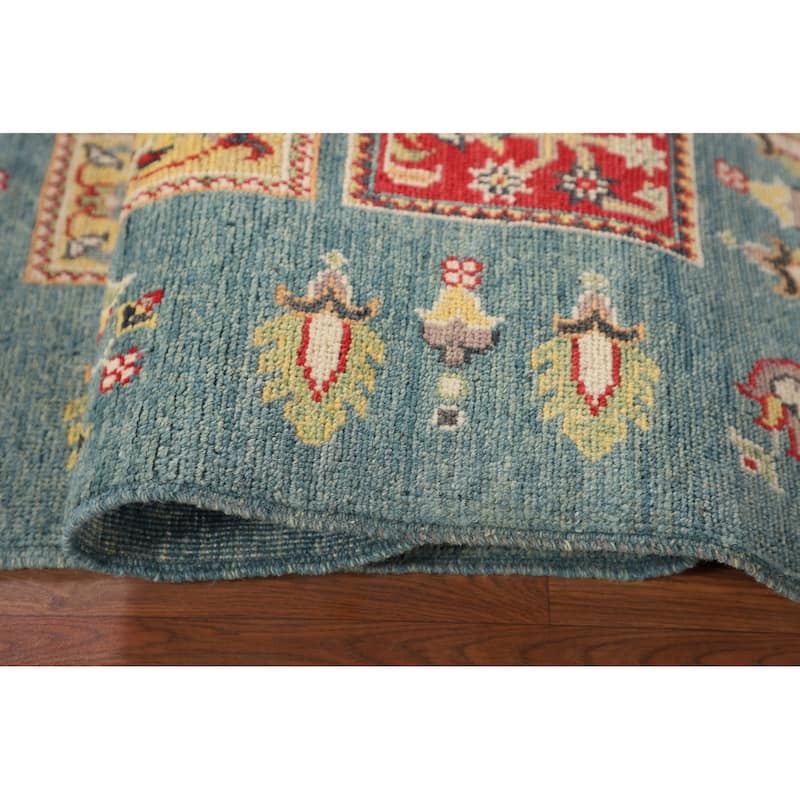 Garden Design Blue Kazak Accent Rug Handmade Wool Carpet - 3'4" x 5'3"
