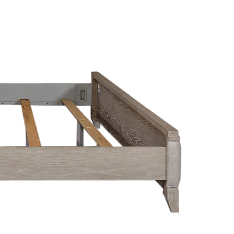 Belmar Washed Taupe & Silver Champagne King California Upholstered Bed