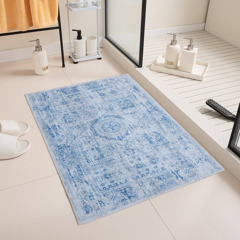 Washable Non-Slip Area Rug,Stain Resistant Low-Pile Carpet,5X7 - 5' x 7'