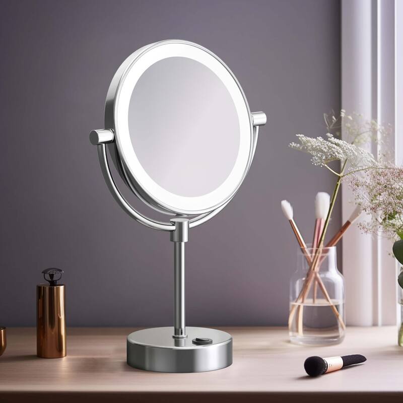 Circular LED Free Standing Magnifying Make Up Mirror