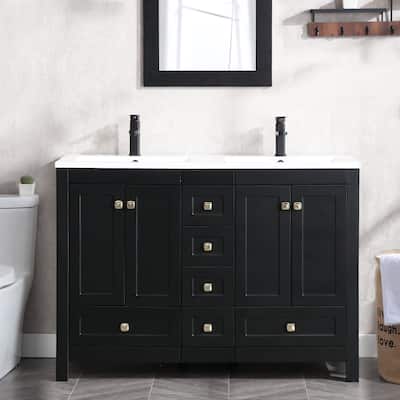 48" Bathroom Vanity Set W/Drop in Sink Faucet Cabinet Combo