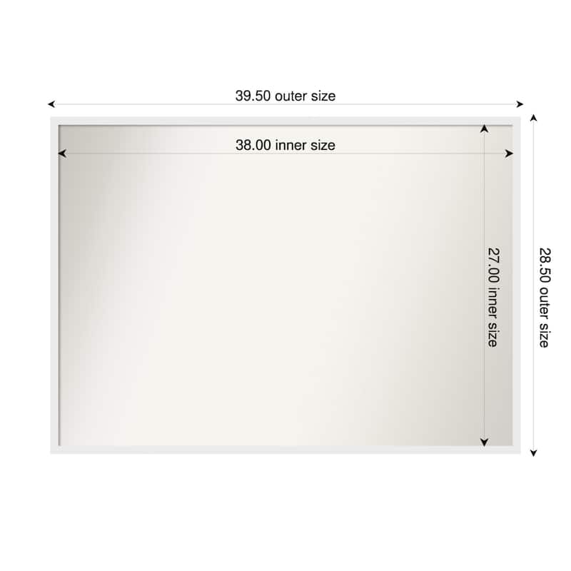 Incline Non-Beveled Wood Framed Wall Mirror - 40 x 29 in - Incline White