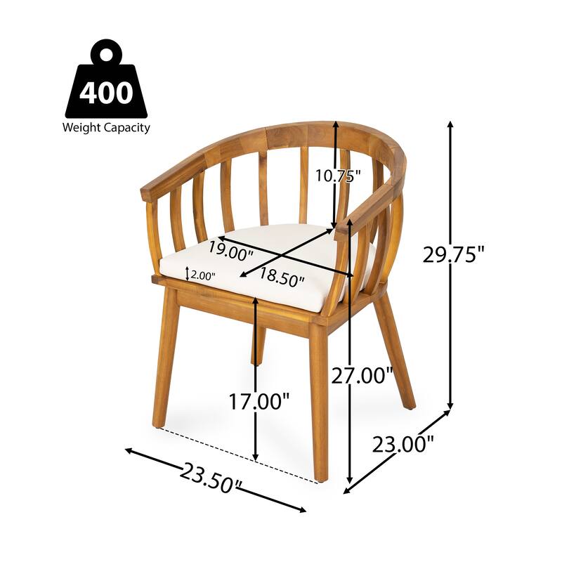 Christopher Knight Home - Meadowbrook Outdoor Acacia Wood 5-Piece Dining Set with Cushioned Chairs